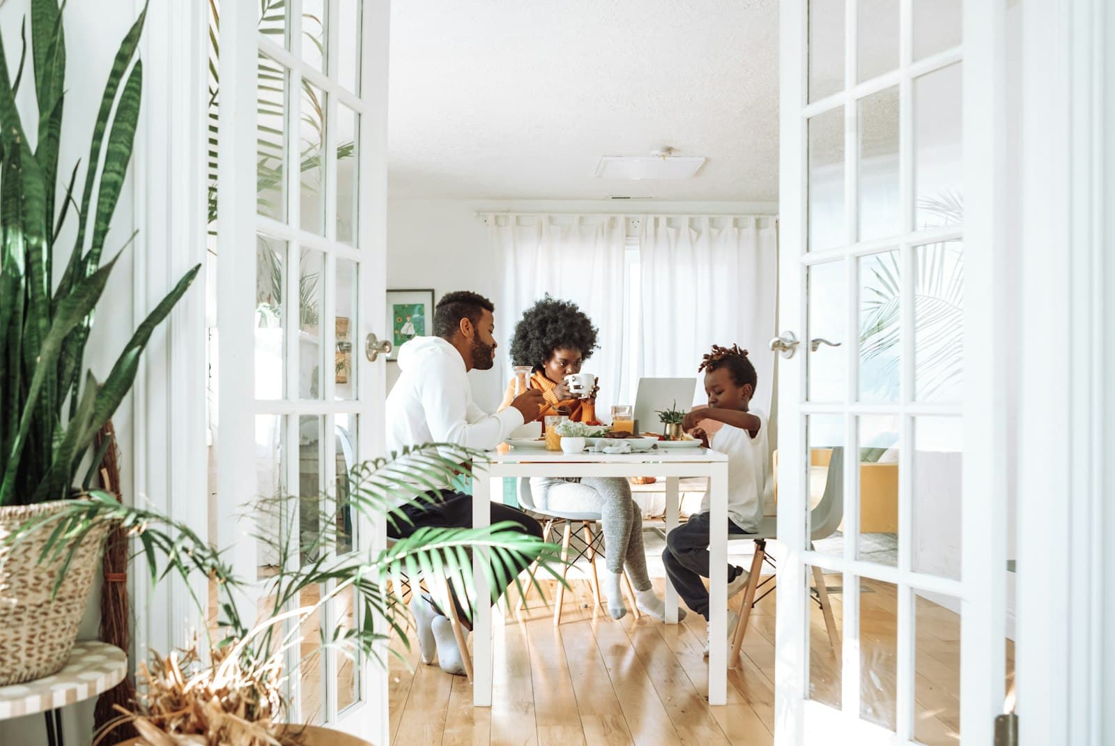 Family relaxing together in a comfortable, worry-free home